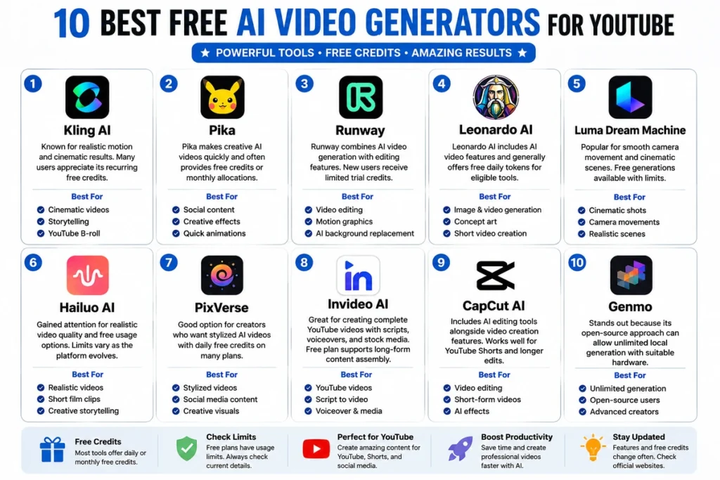 Free AI Video Generator dashboard